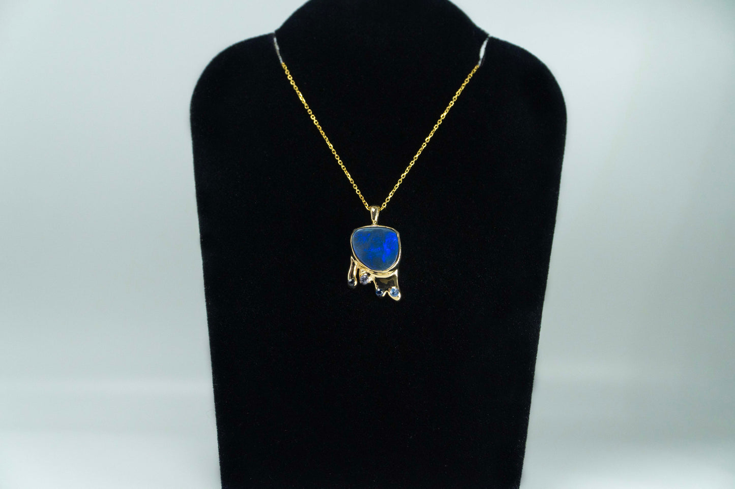 Black Lightning Opal Pendant 14k Gold (The Drip)