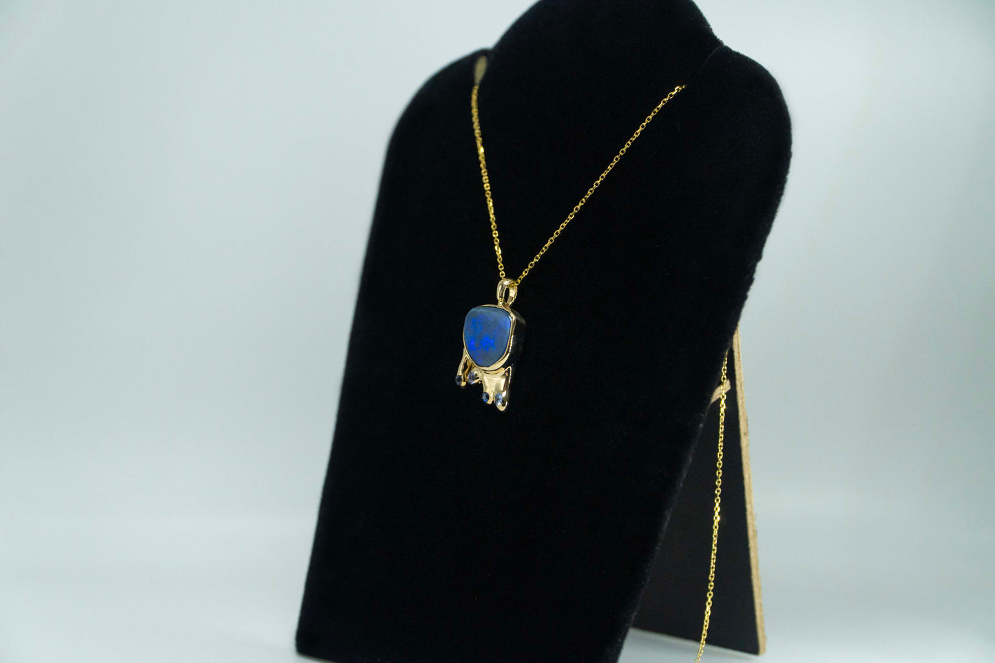 Black Lightning Opal Pendant 14k Gold (The Drip)