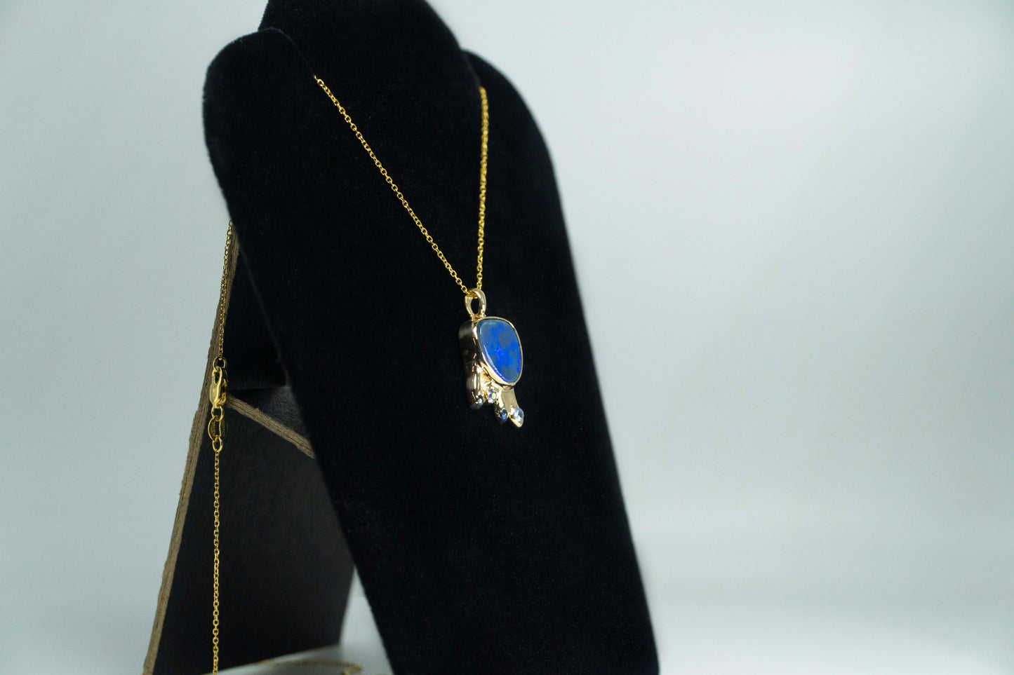 Black Lightning Opal Pendant 14k Gold (The Drip)