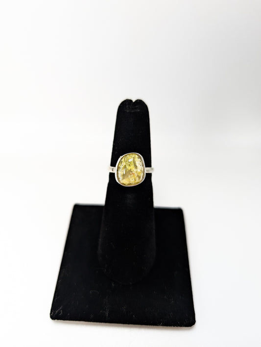 Colorado Yellow Moss Agate Silver Ring .925 Silver