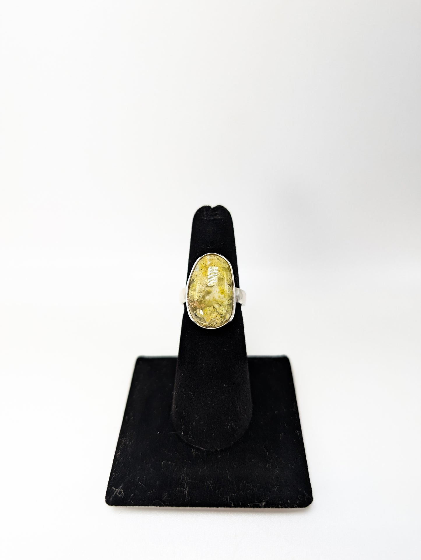 Colorado Yellow Moss Agate Silver Ring .925 Silver