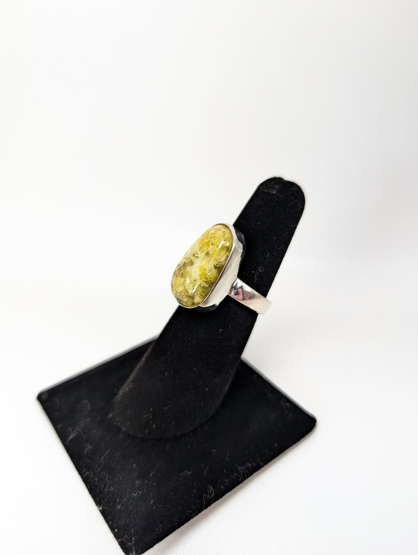 Colorado Yellow Moss Agate Silver Ring .925 Silver