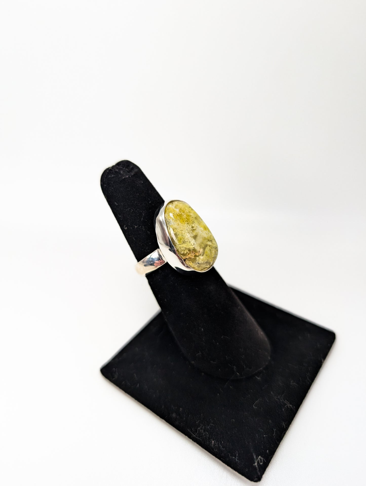 Colorado Yellow Moss Agate Silver Ring .925 Silver