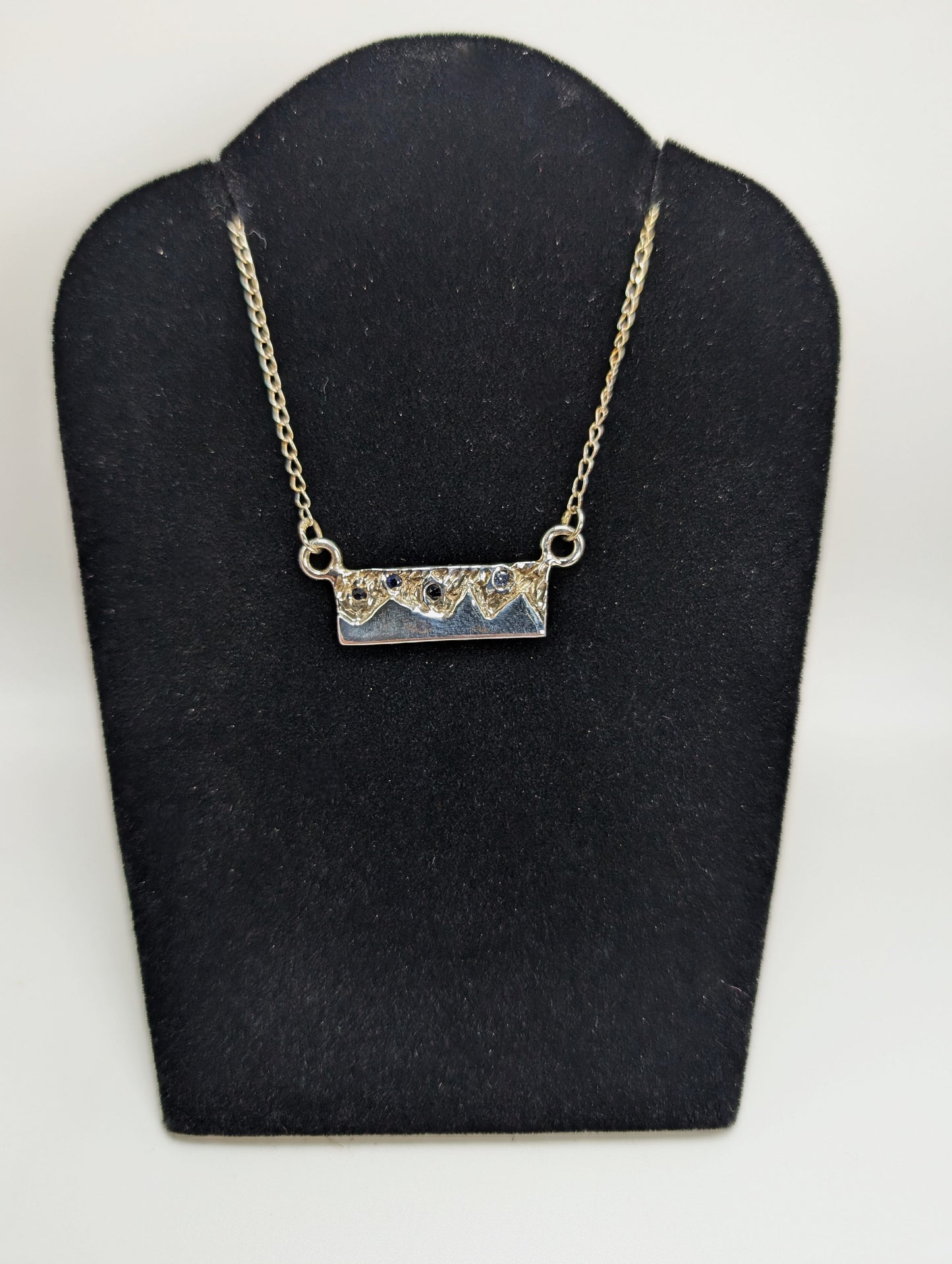 Starry Night Sky Mountain Pendant .925 Silver