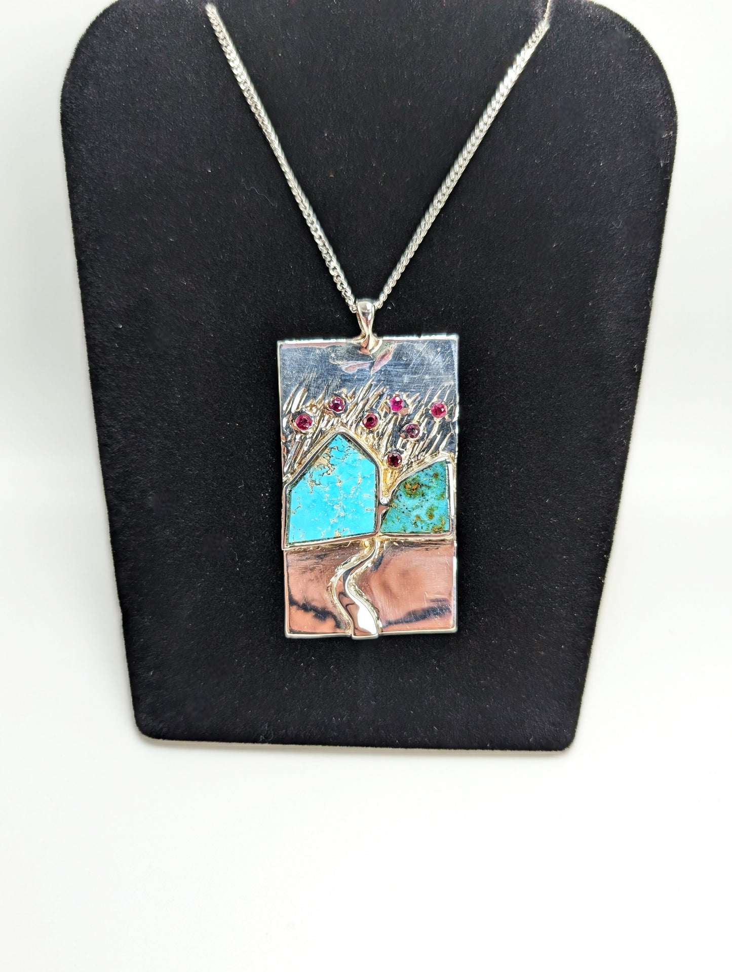Starry Night Sky Mountain Pendant .925 Silver