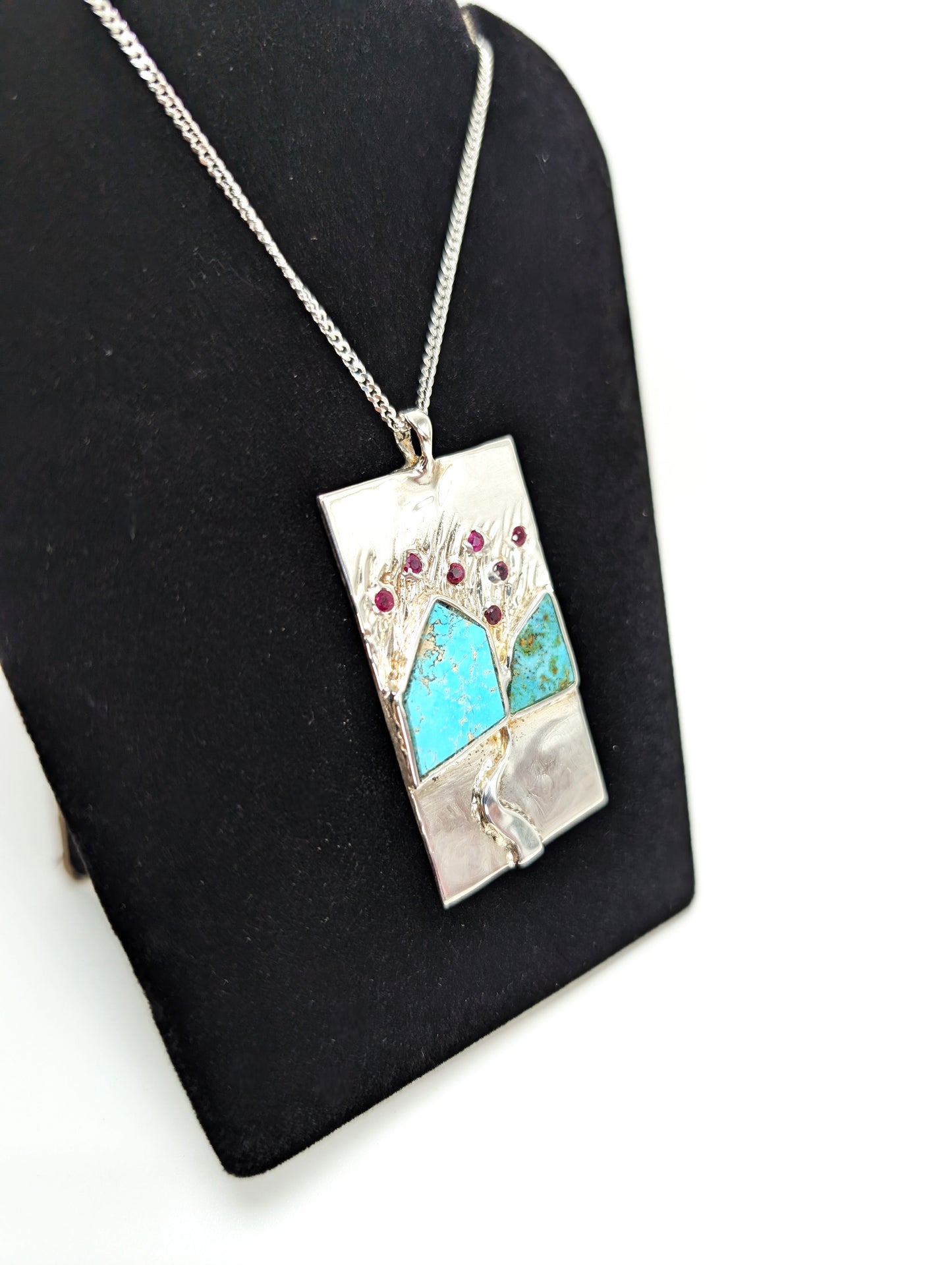 Starry Night Sky Mountain Pendant .925 Silver