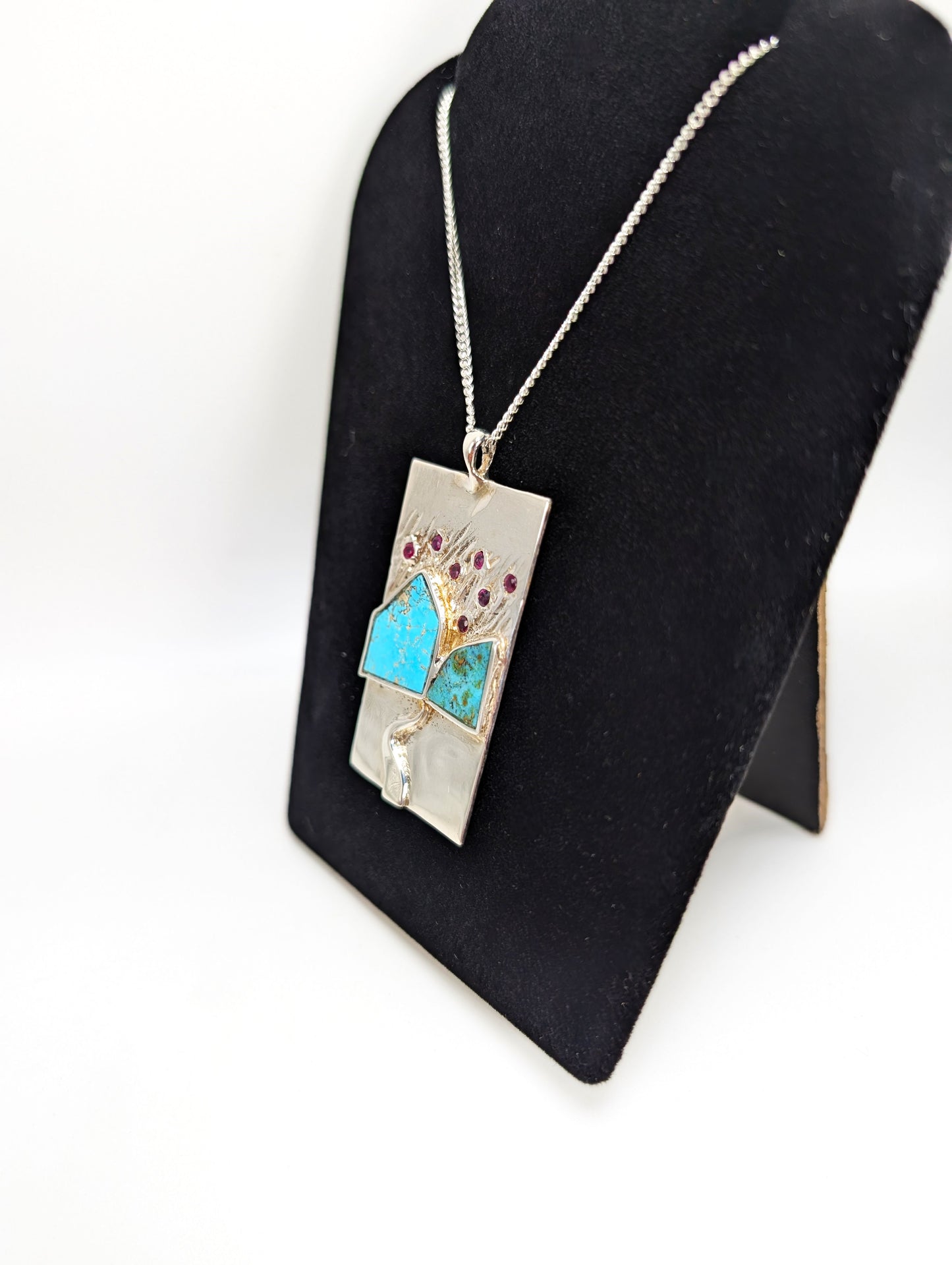 Starry Night Sky Mountain Pendant .925 Silver