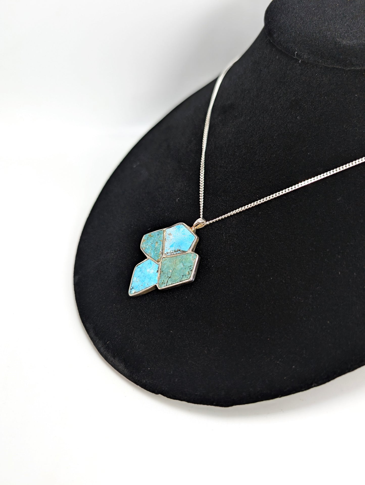 .925 Silver Pendant Inlaid with Colorado Turquoise, Villa Grove and King Manassa, Colorado