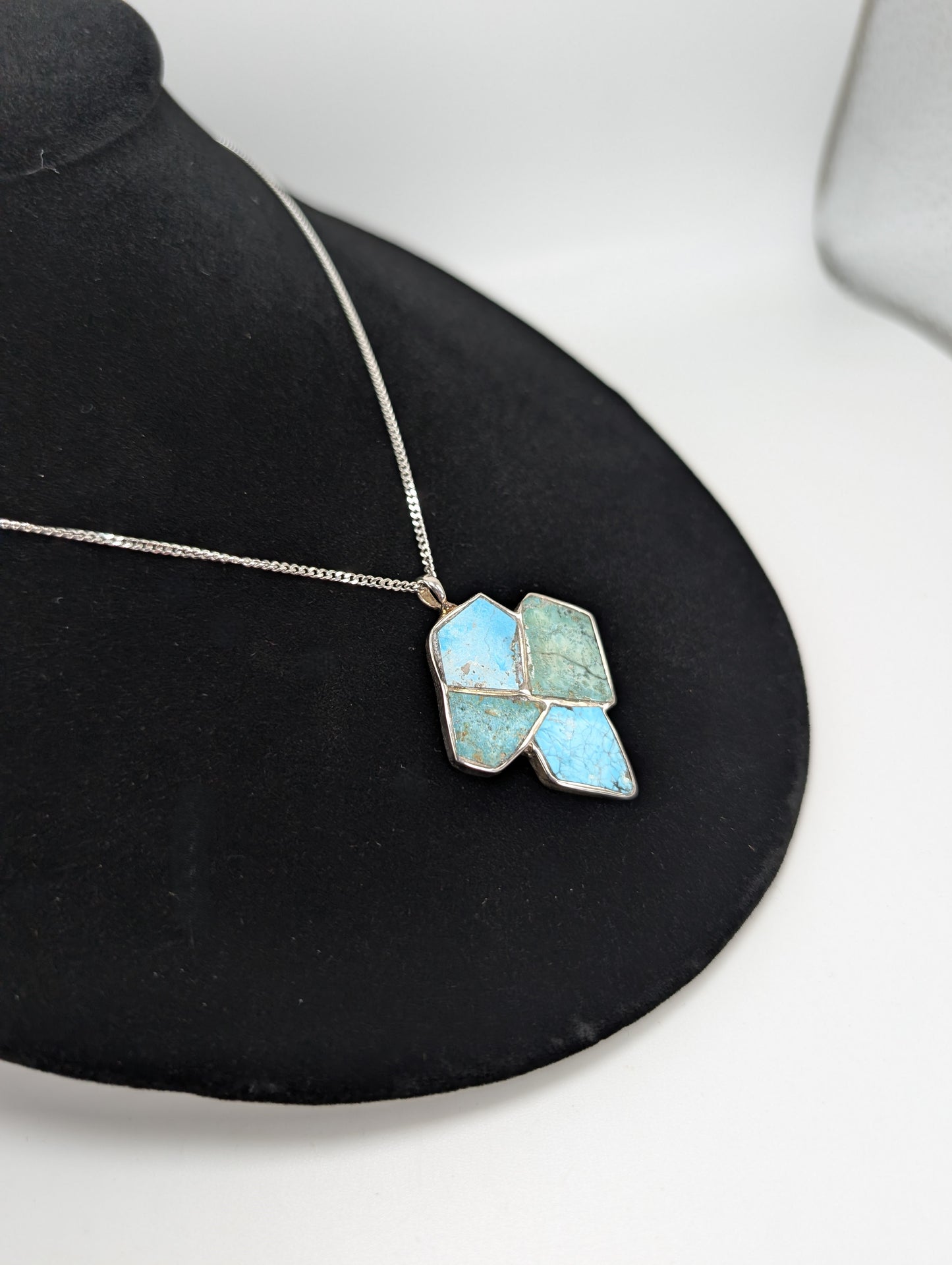 .925 Silver Pendant Inlaid with Colorado Turquoise, Villa Grove and King Manassa, Colorado