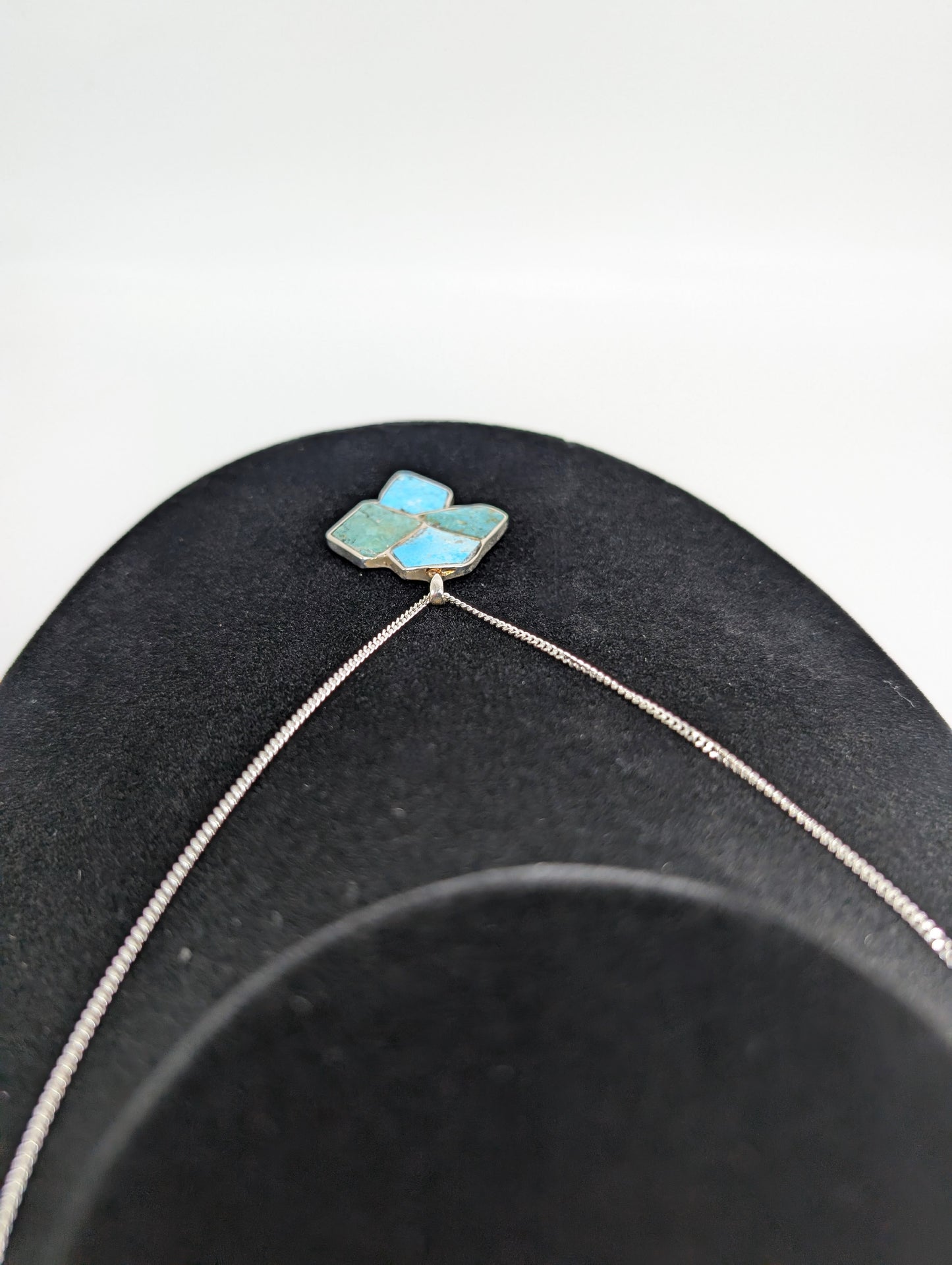 .925 Silver Pendant Inlaid with Colorado Turquoise, Villa Grove and King Manassa, Colorado