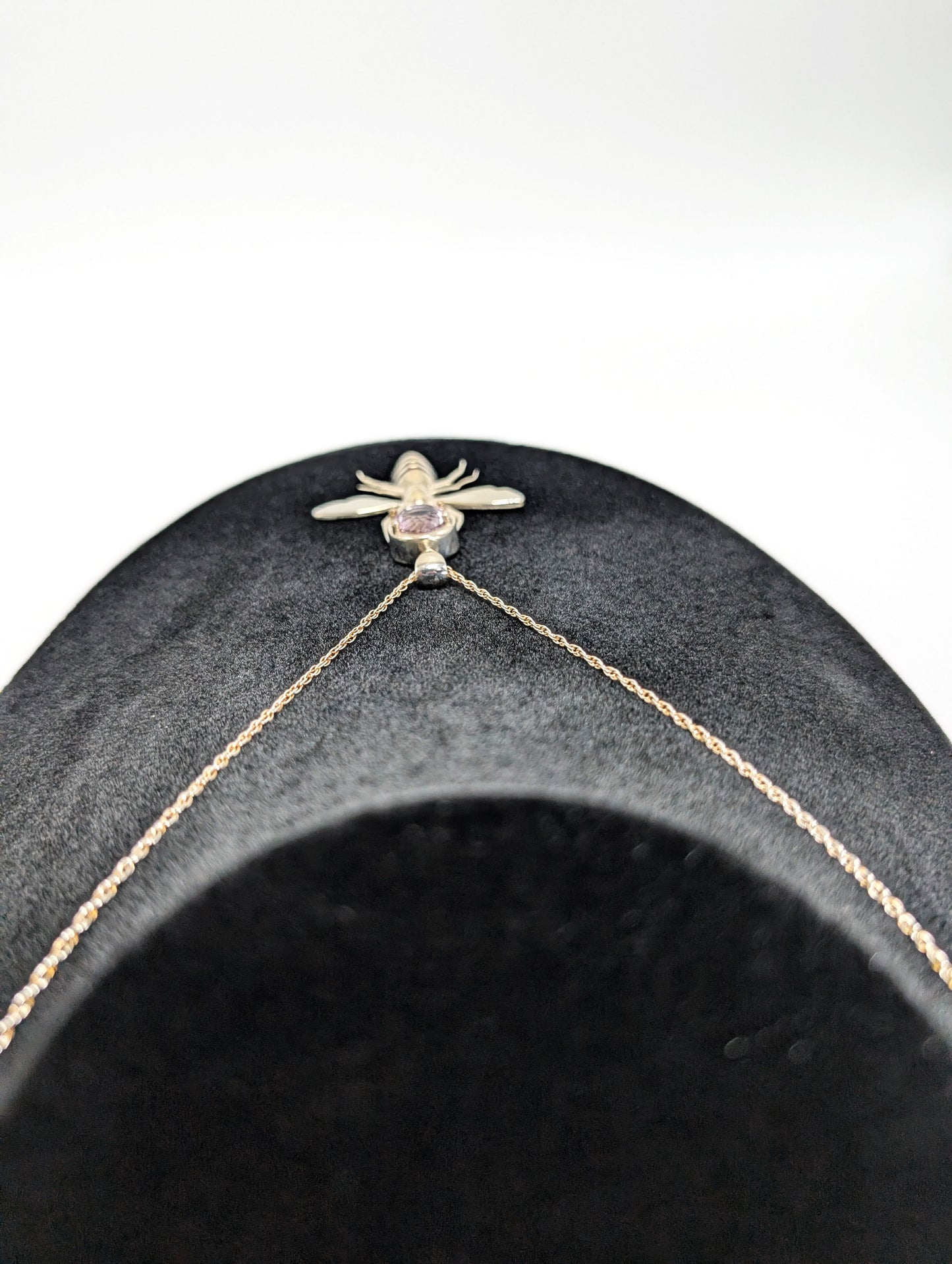 .925 Silver Bumblebee Pendant with 10-Carat Honeycomb-cut Ametrine Gemstone