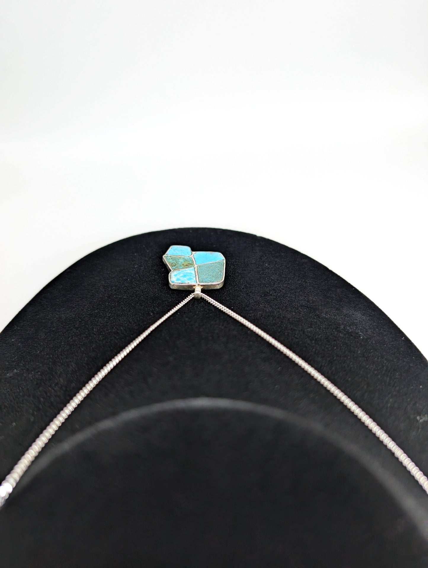 .925 Silver Pendant Inlaid with Colorado Turquoise, Villa Grove and King Manassa, Colorado