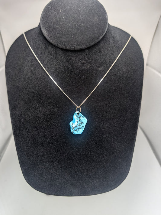 Tumbled Sleeping Beauty Pendant with .925 Silver Chain