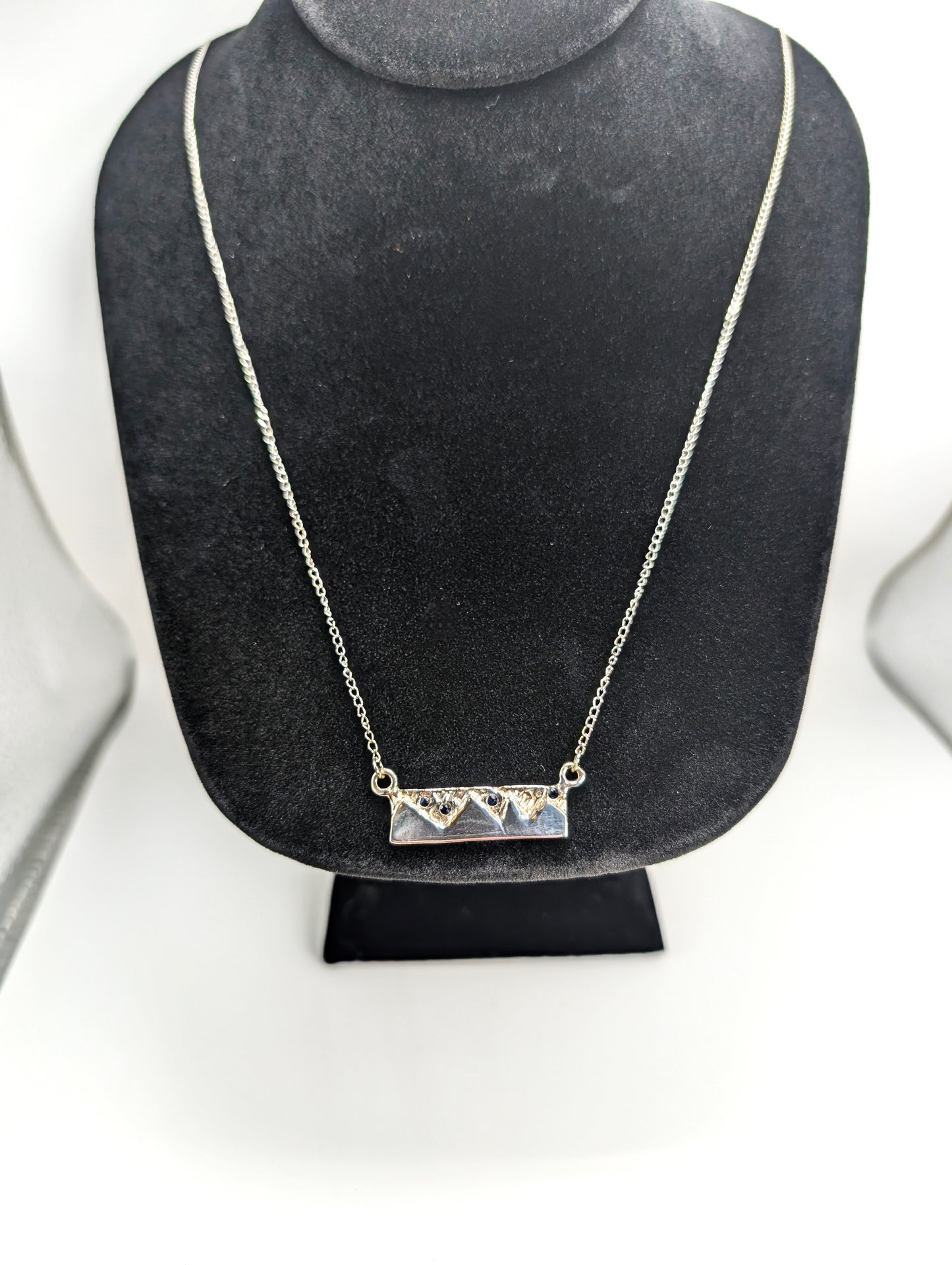 Starry Night Sky Mountain Pendant .925 Silver