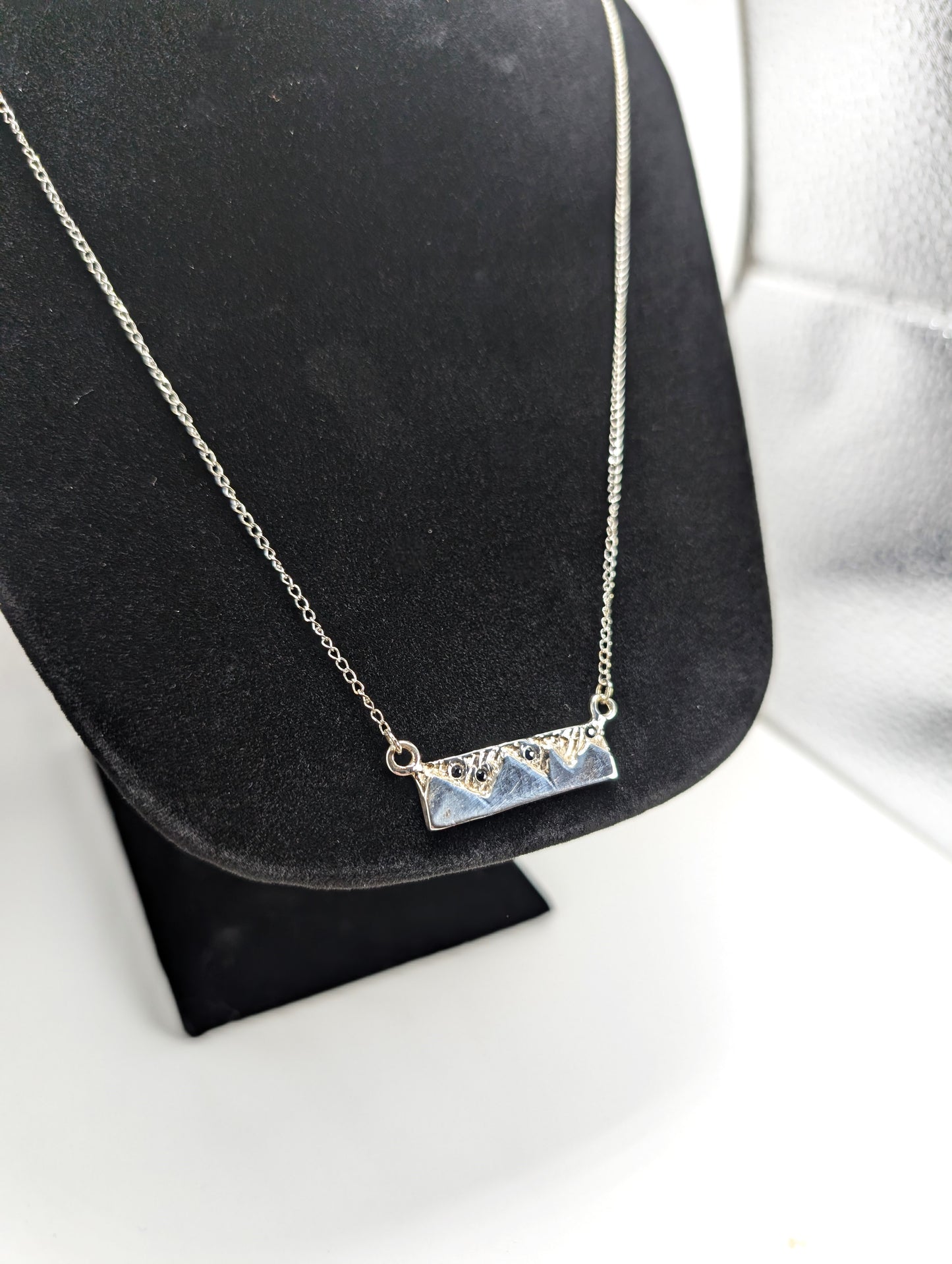 Starry Night Sky Mountain Pendant .925 Silver