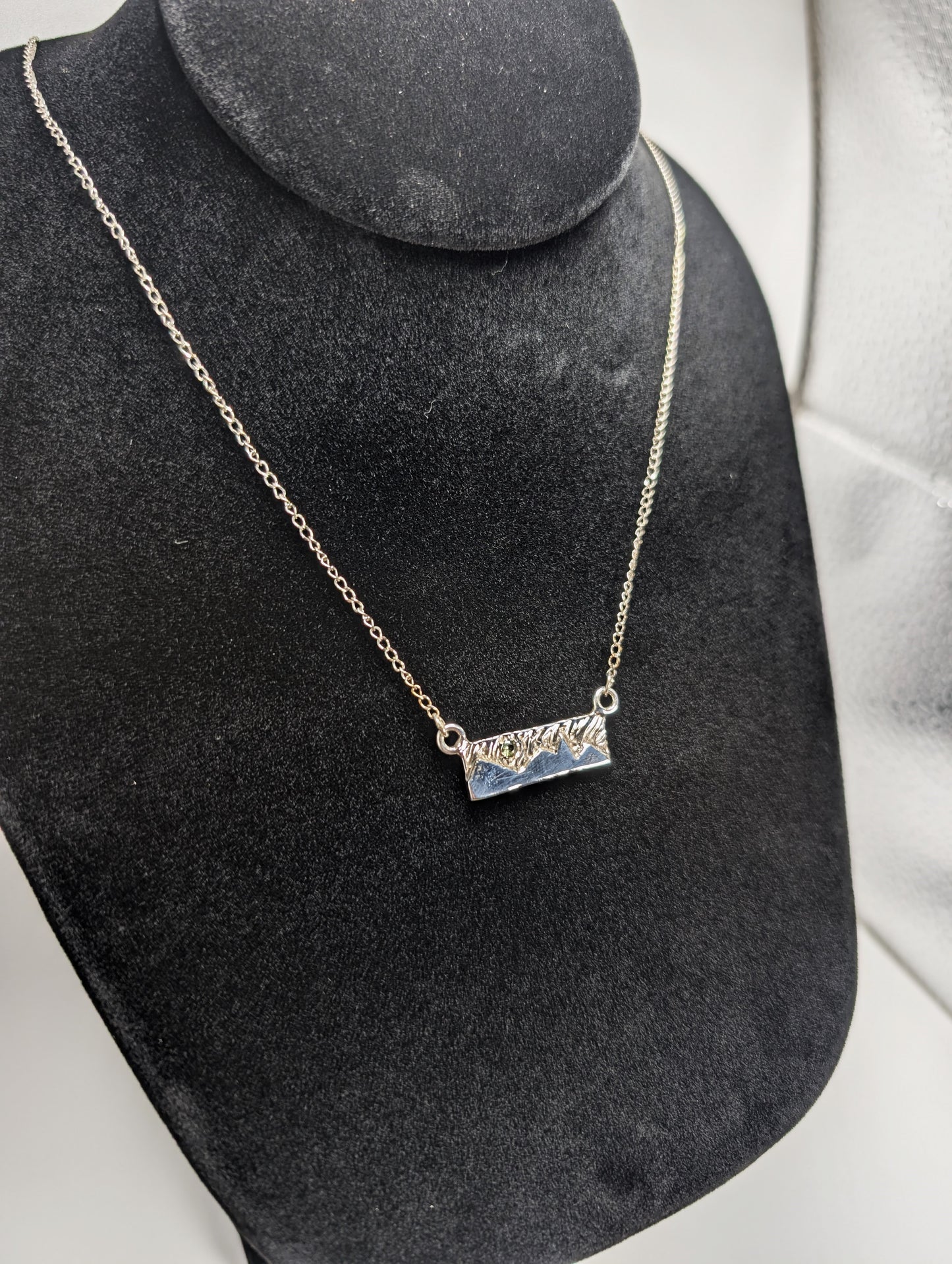 Starry Night Sky Mountain Pendant .925 Silver