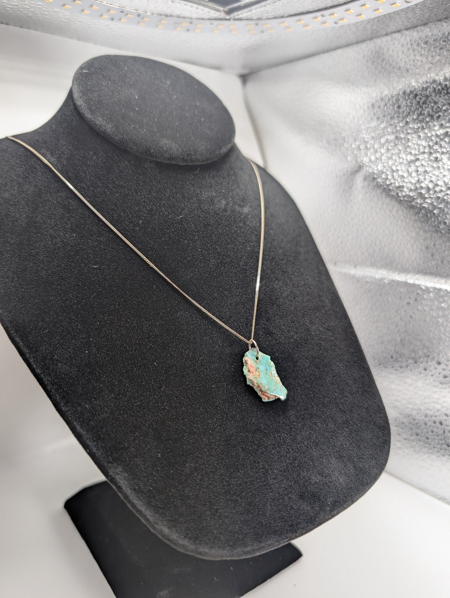 Polished King Manassa Colorado Turquoise with .925 Silver Chain