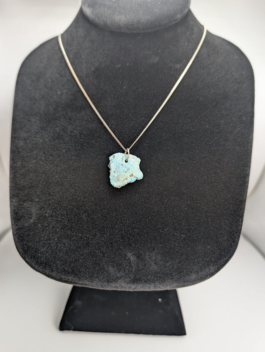 Polished King Manassa Colorado Turquoise with .925 Silver Chain