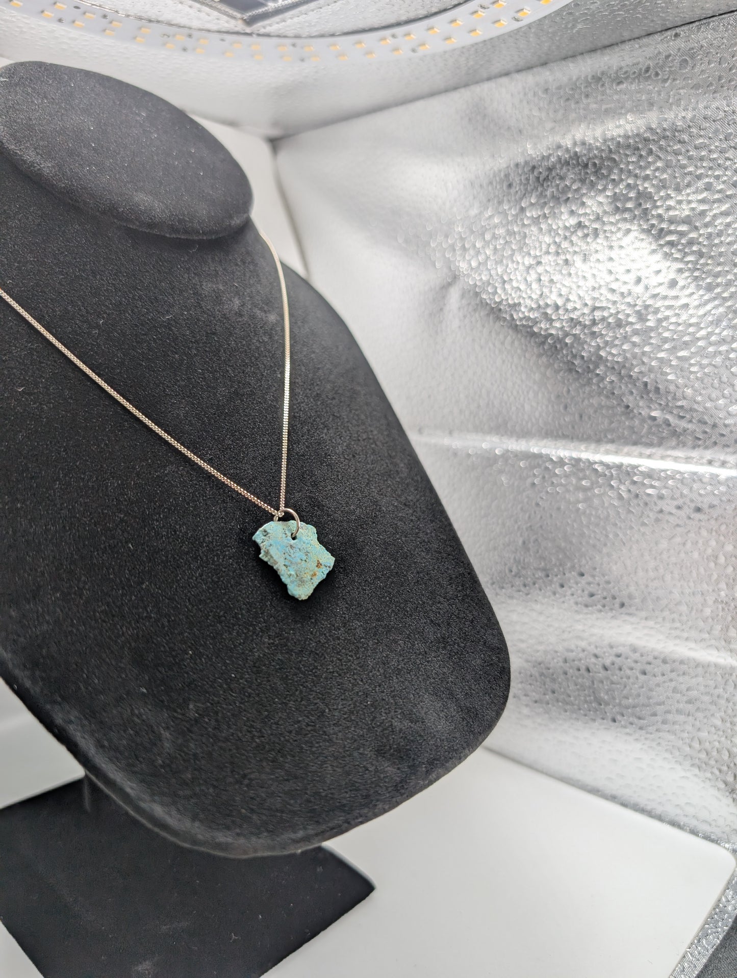 Polished King Manassa Colorado Turquoise with .925 Silver Chain