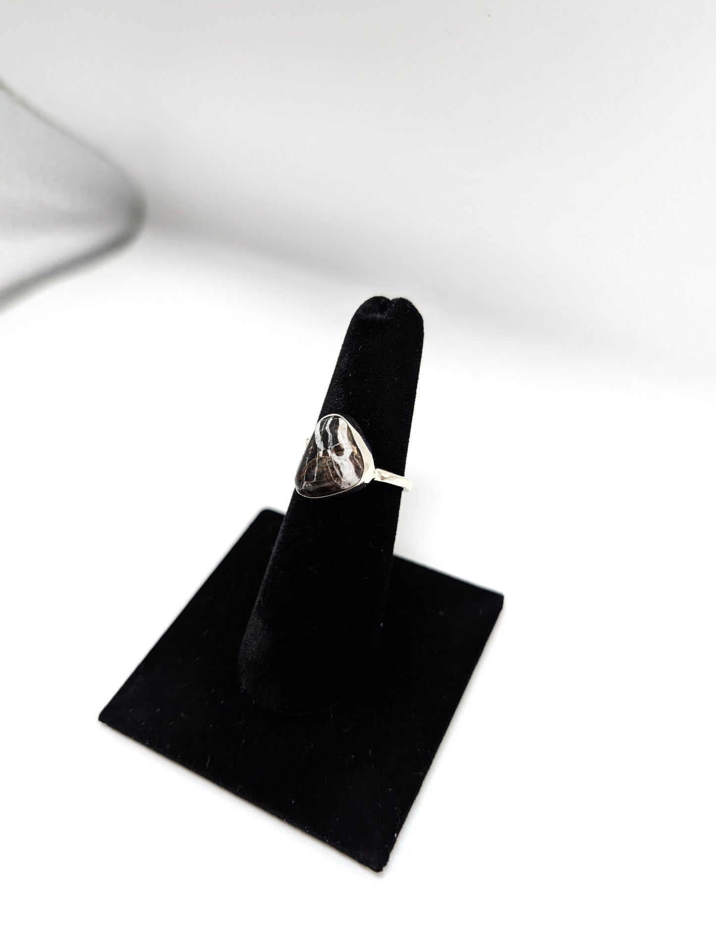 White Buffalo Turquoise Ring .925 Silver