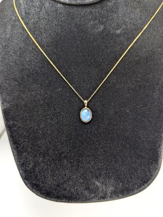 Black Opal 14k Gold Pendant