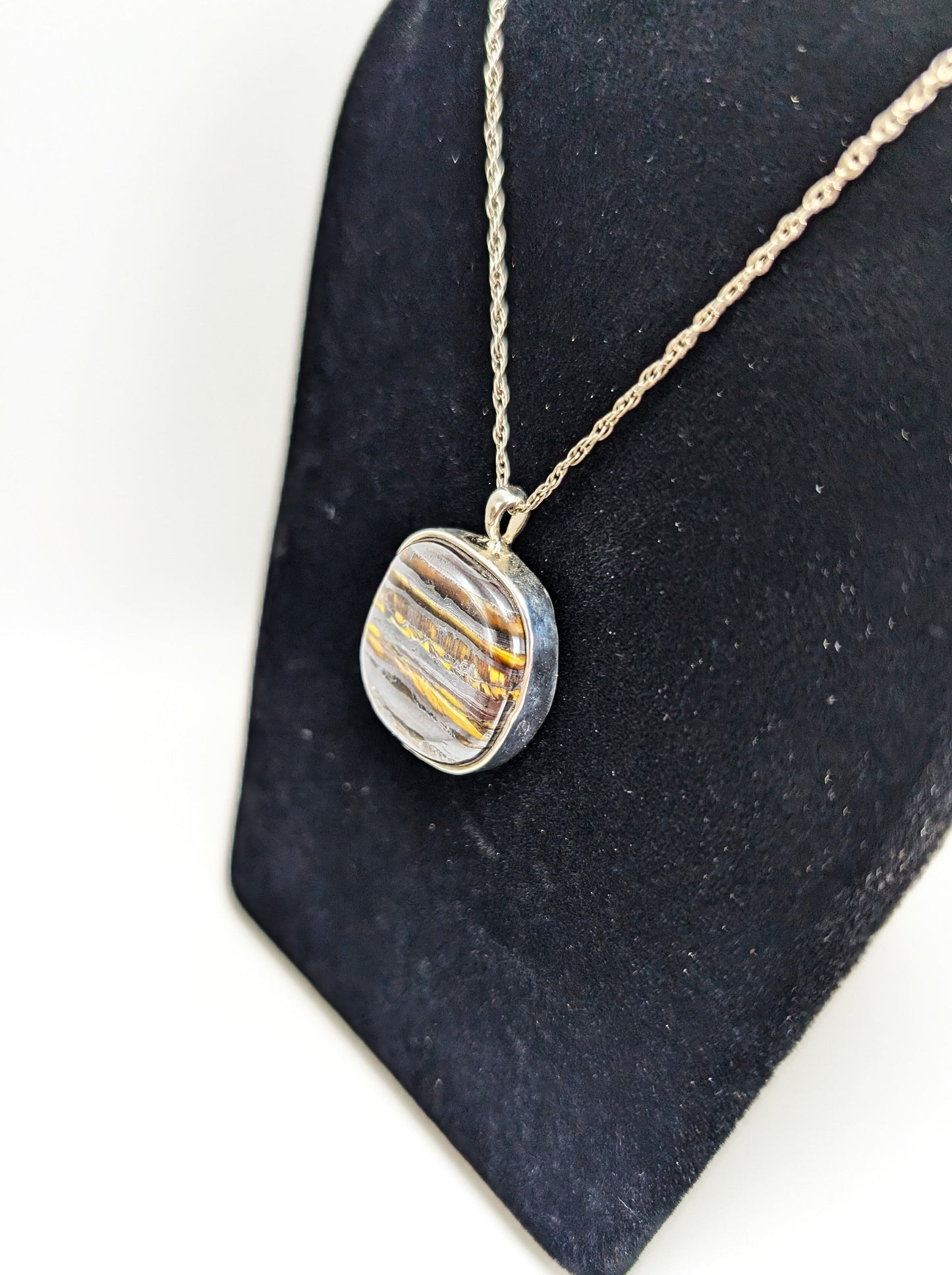 Tiger Iron Set In Silver .925 Pendant