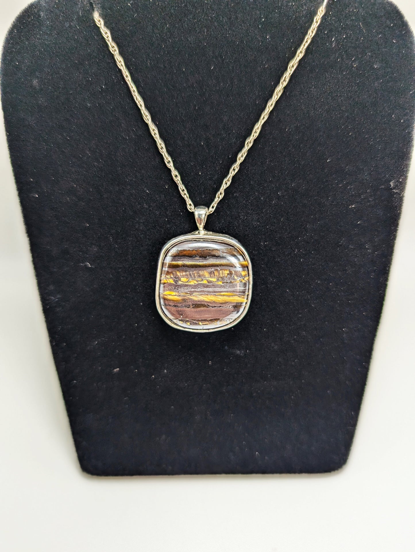 Tiger Iron Set In Silver .925 Pendant