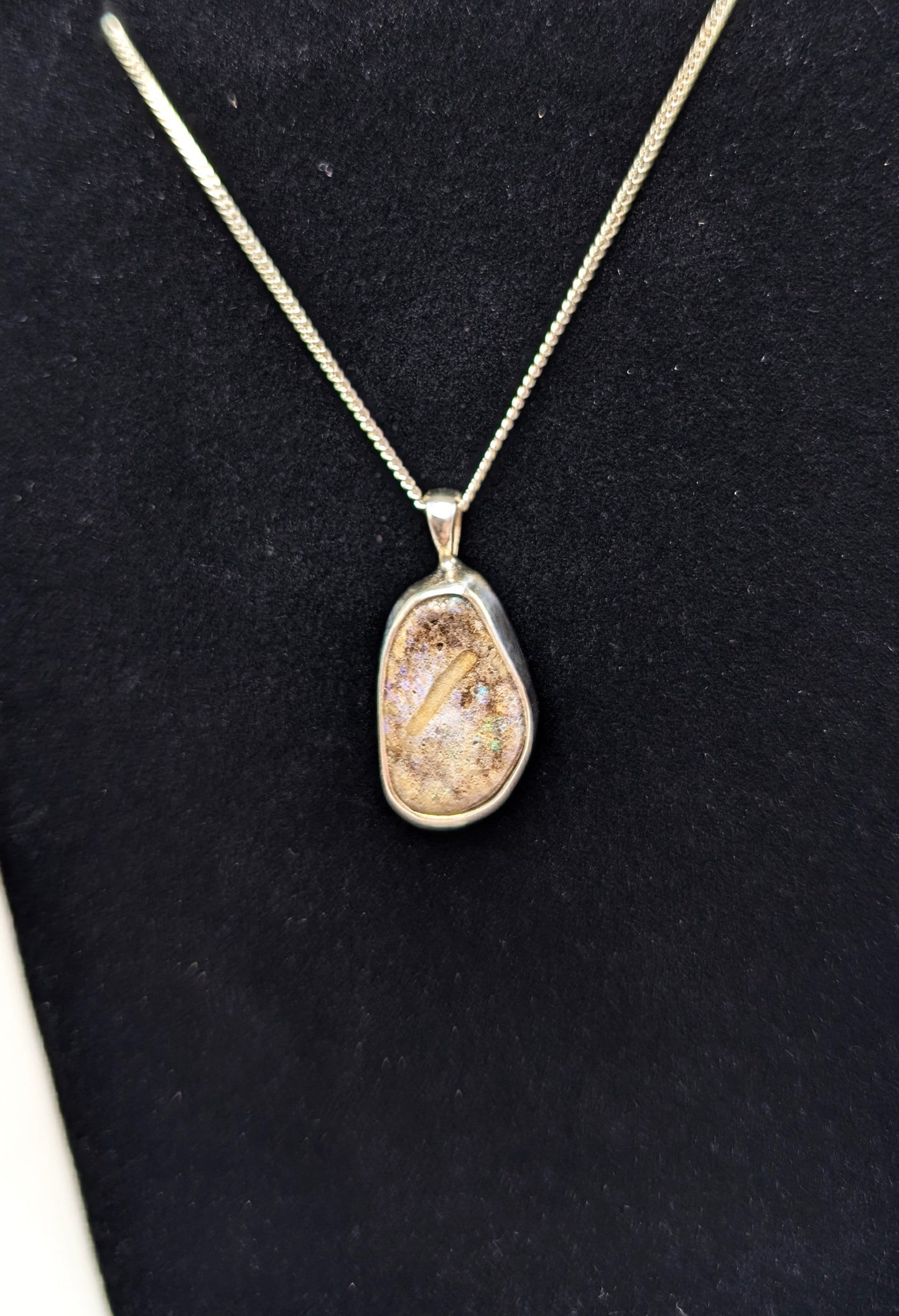 Andamooka Opal Silver Pendant
