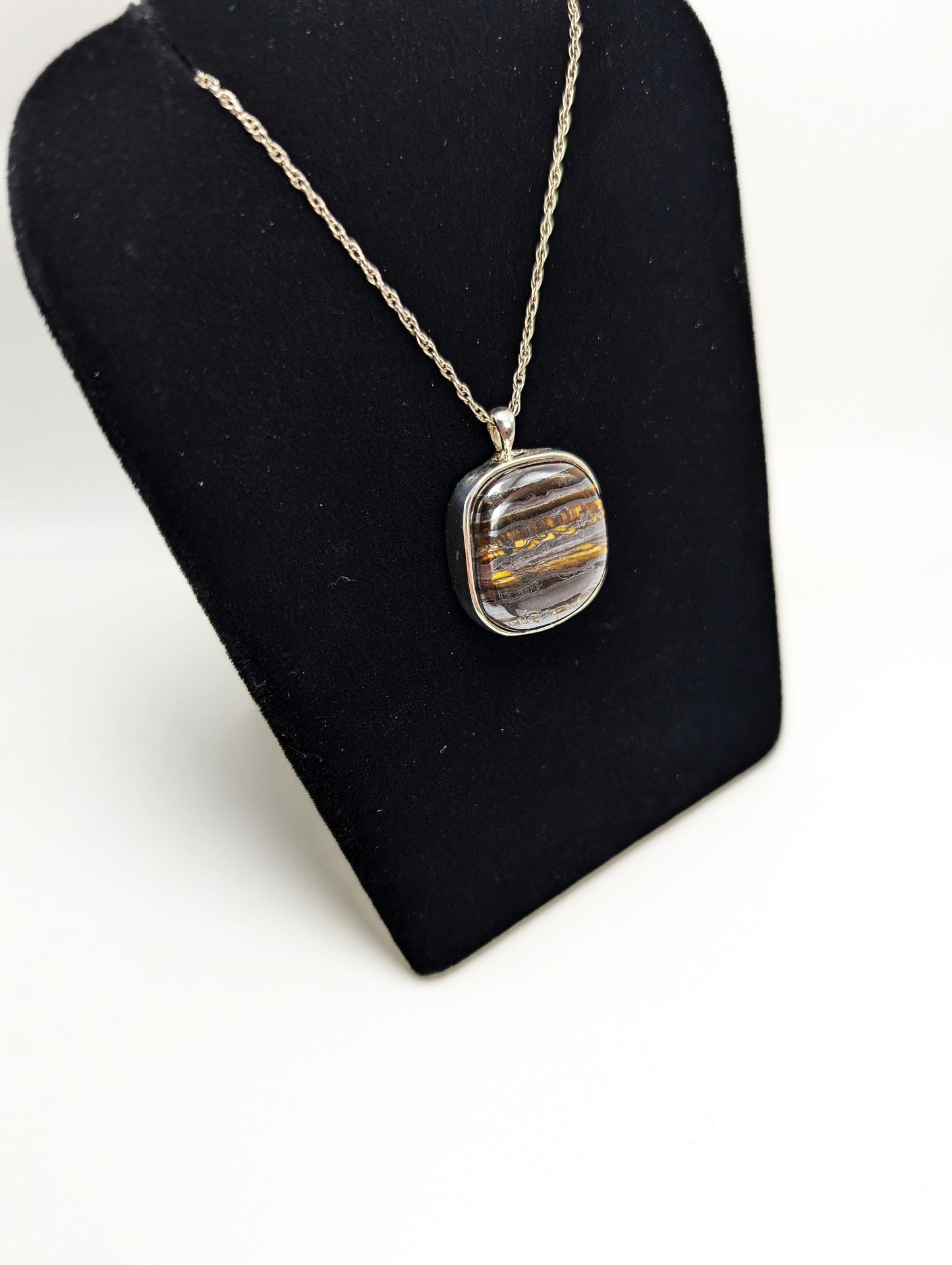Tiger Iron Set In Silver .925 Pendant