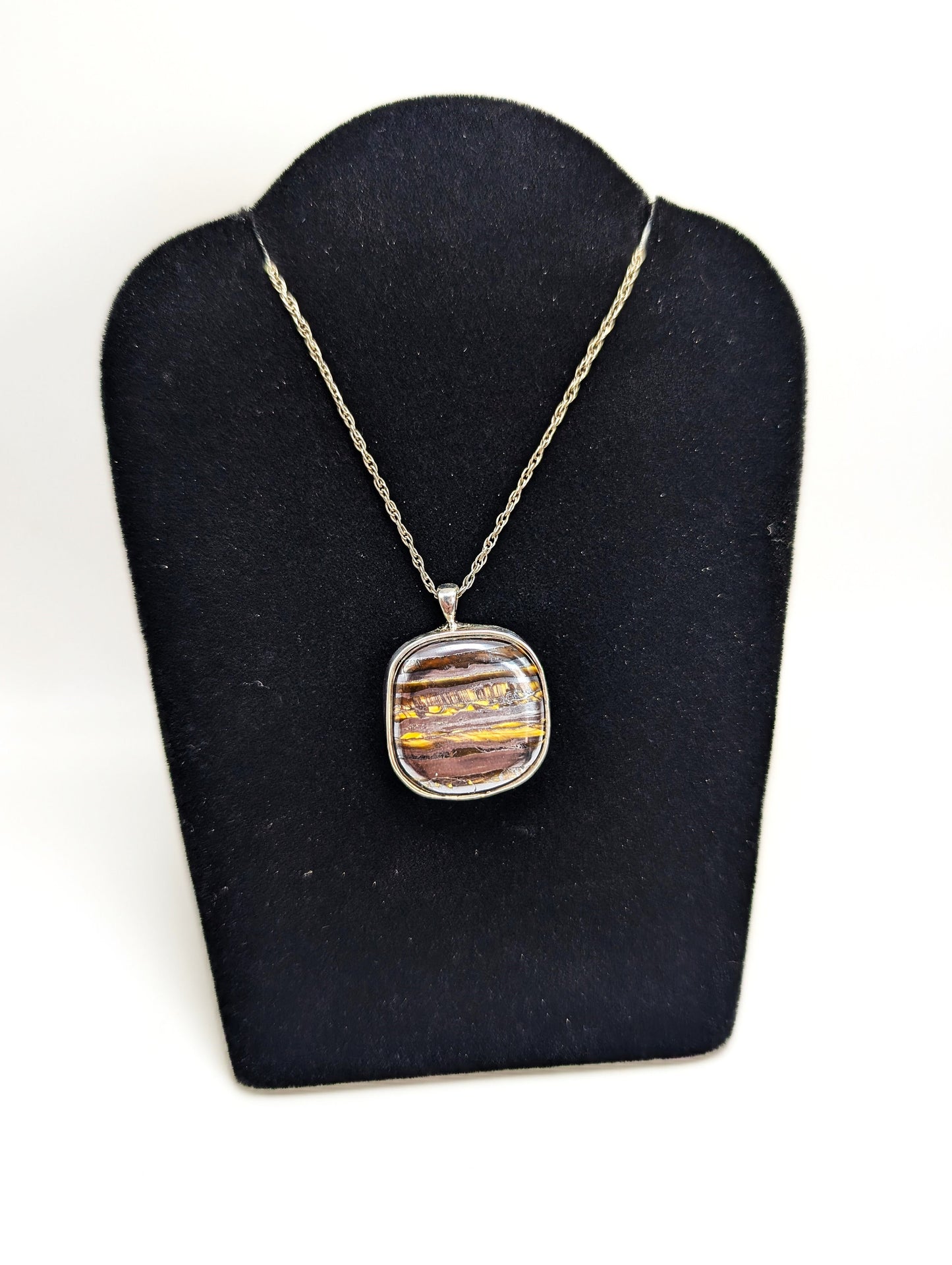Tiger Iron Set In Silver .925 Pendant
