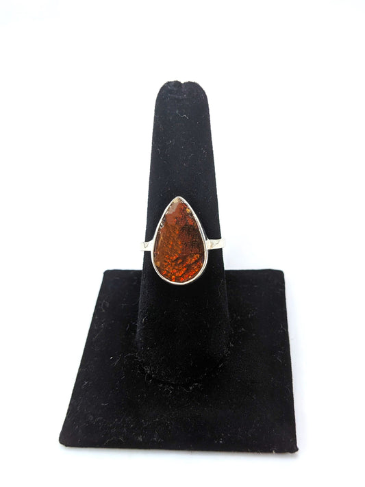 Opal Ammolite Ring .925 Silver