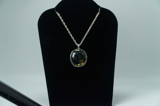 Black Onyx & Pyrite Set In .925 Silver Pendant