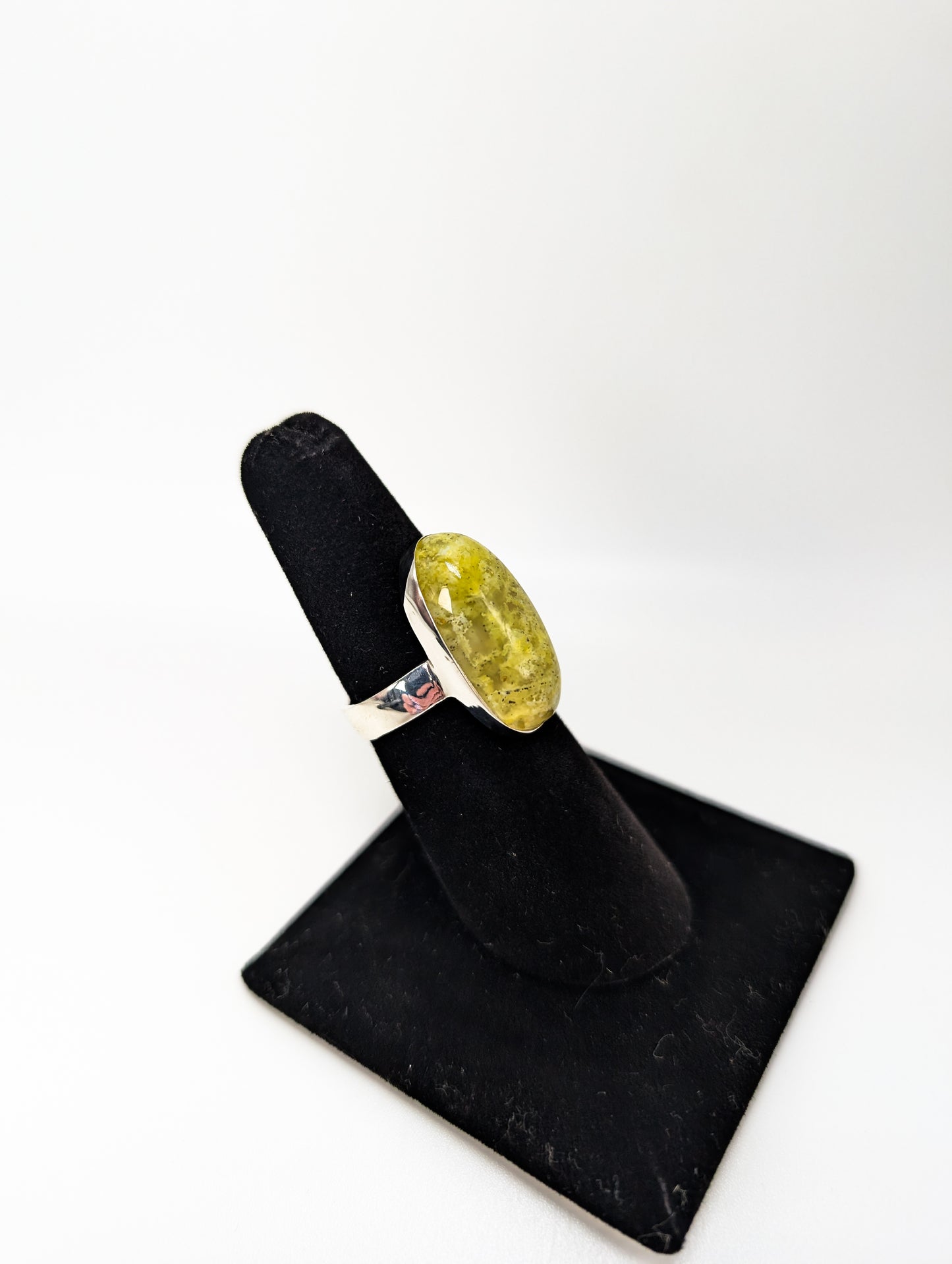 Colorado Yellow Moss Agate Silver Ring .925 Silver