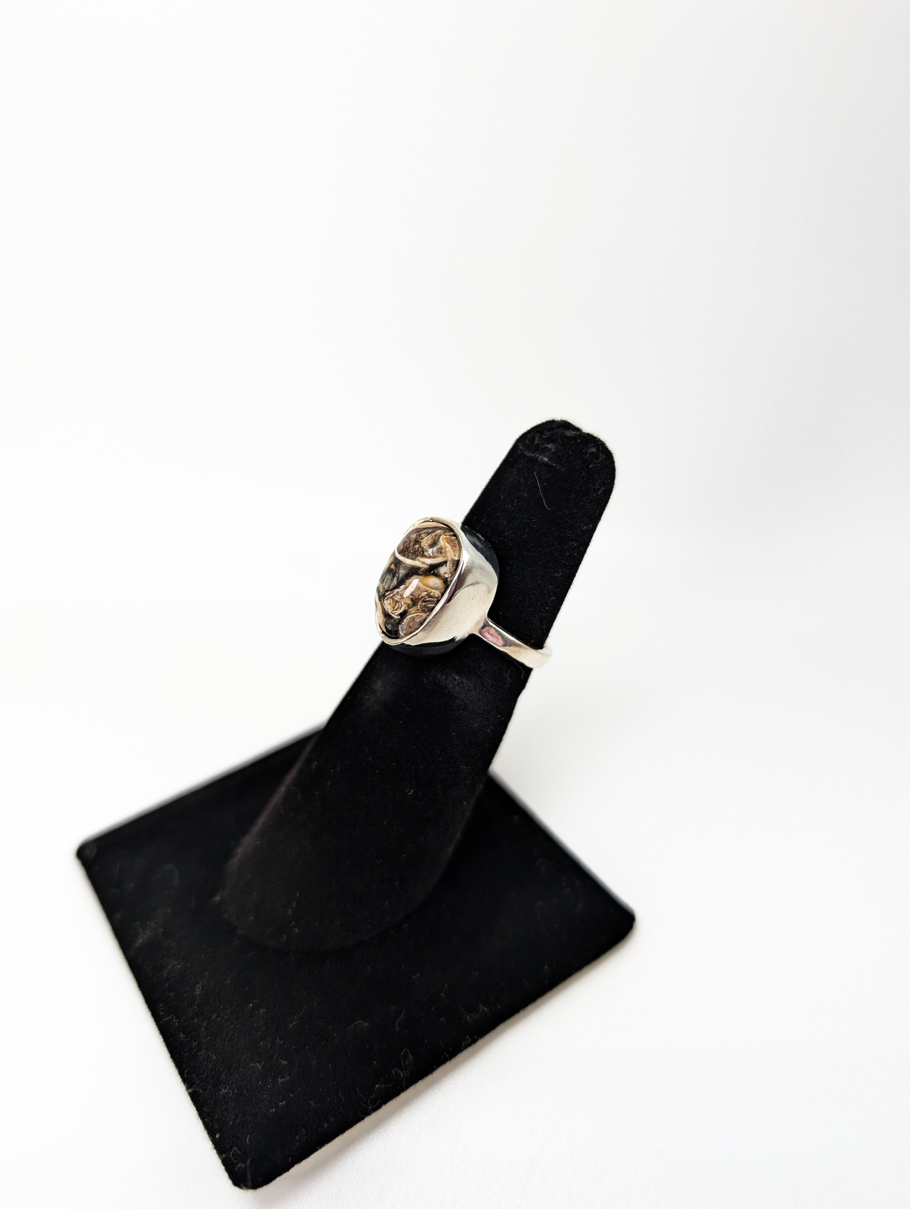 Seashell Fossil Silver Ring .925 Silver
