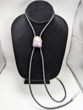 Bolo Tie Sowbelly Agate (Colorado) .925 Silver, Braided Black Leather