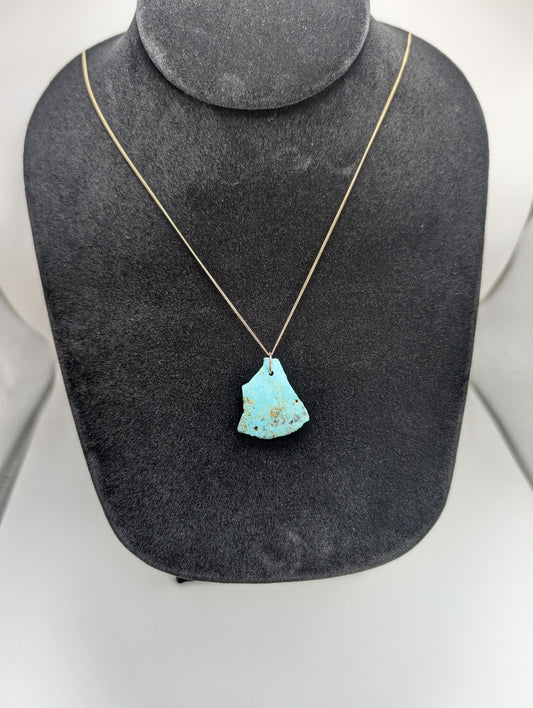 Polished King Manassa Colorado Turquoise with .925 Silver Chain