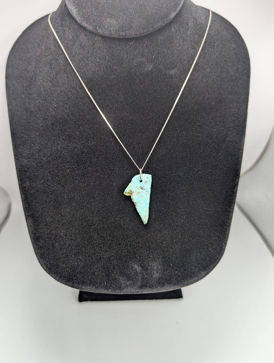 Polished King Manassa Colorado Turquoise with .925 Silver Chain
