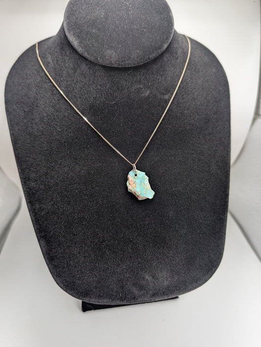 Polished King Manassa Colorado Turquoise with .925 Silver Chain