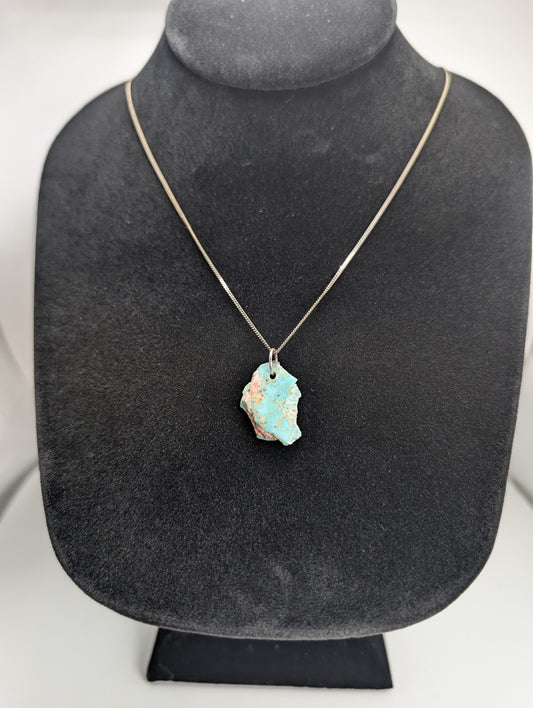 Polished King Manassa Colorado Turquoise with .925 Silver Chain