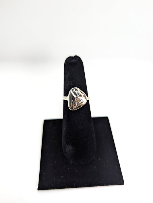 White Buffalo Turquoise Ring .925 Silver