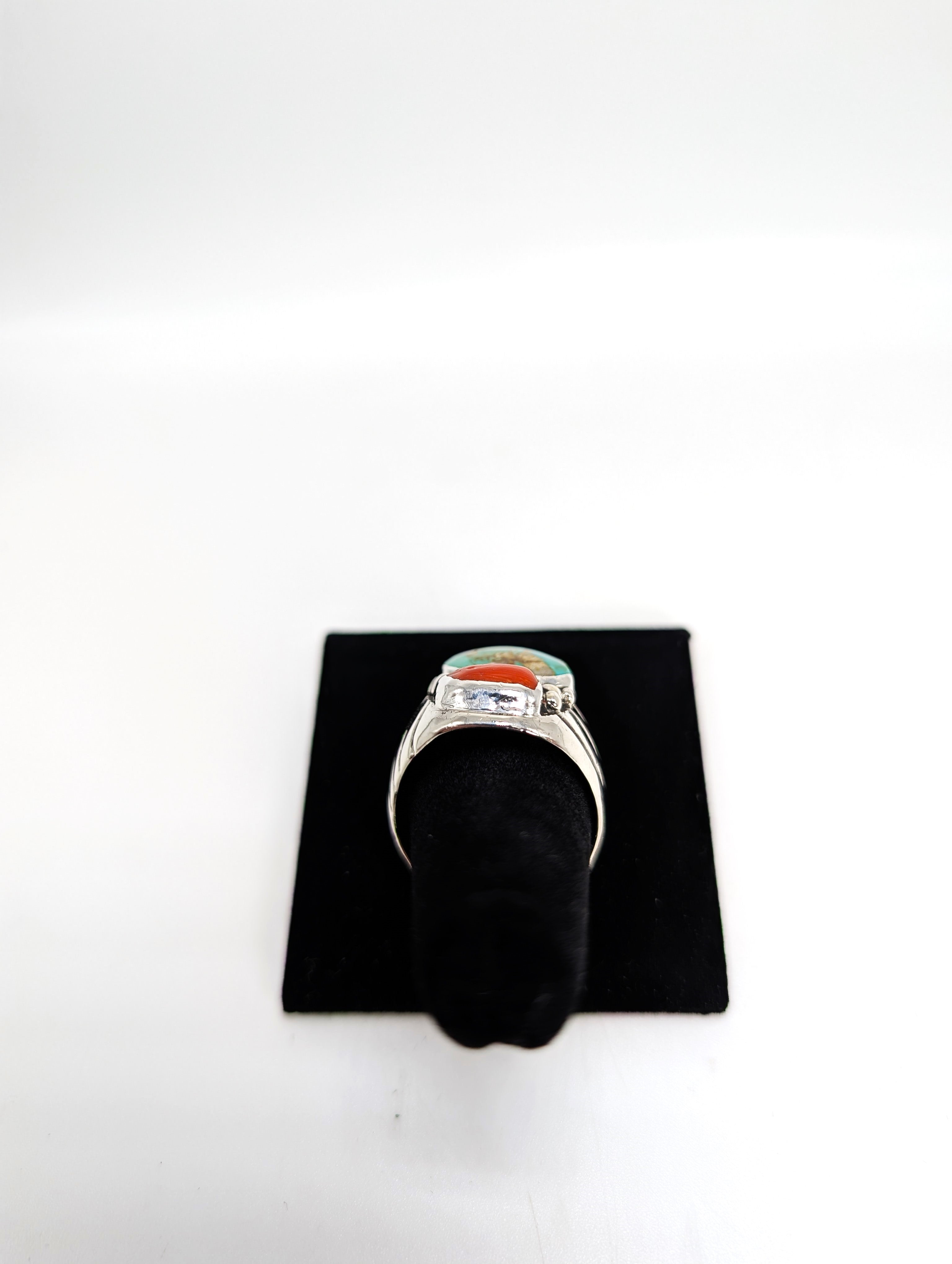 Royston Turqoise and Coral .925 Siver Ring