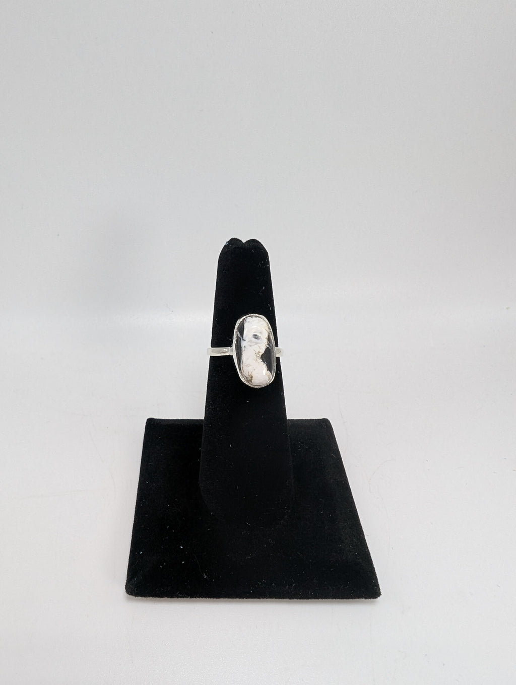 White Buffalo Turquoise Silver Ring