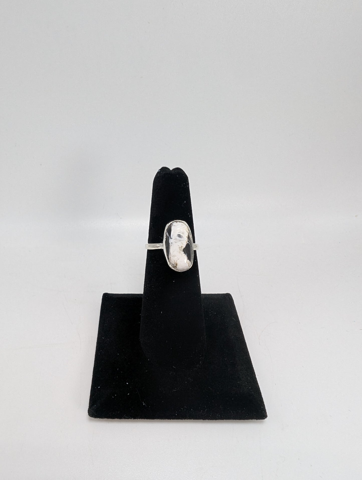 White Buffalo Turquoise Silver Ring