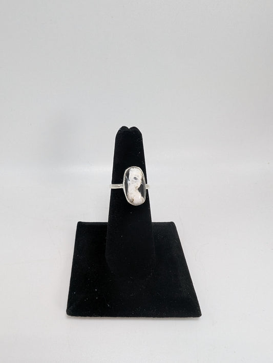 White Buffalo Turquoise Silver Ring