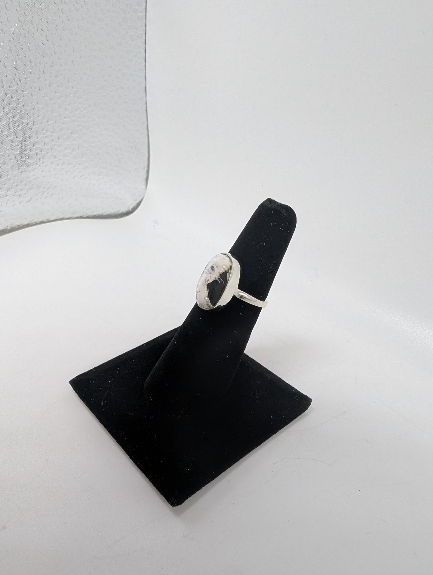 White Buffalo Turquoise Silver Ring