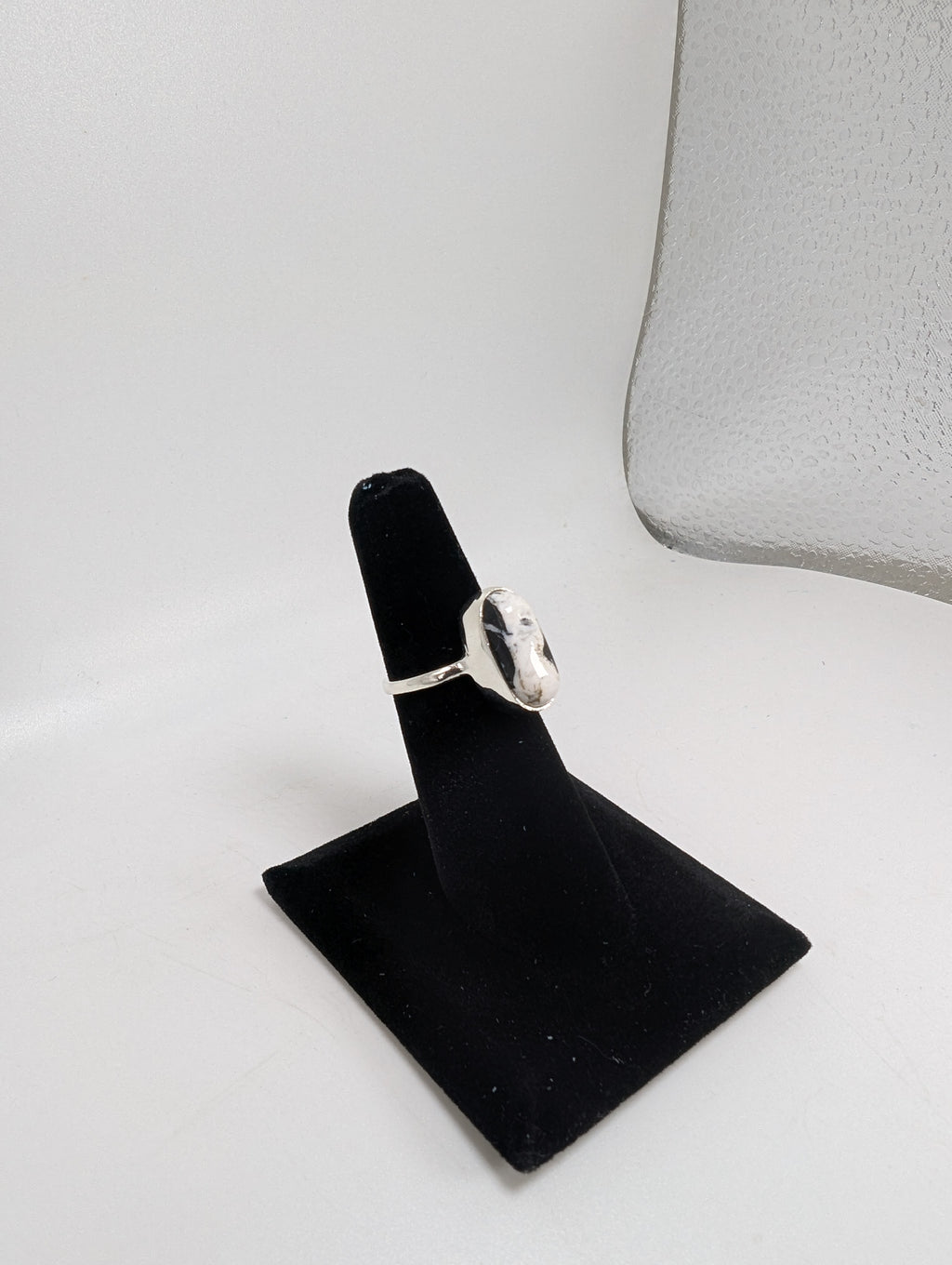 White Buffalo Turquoise Silver Ring