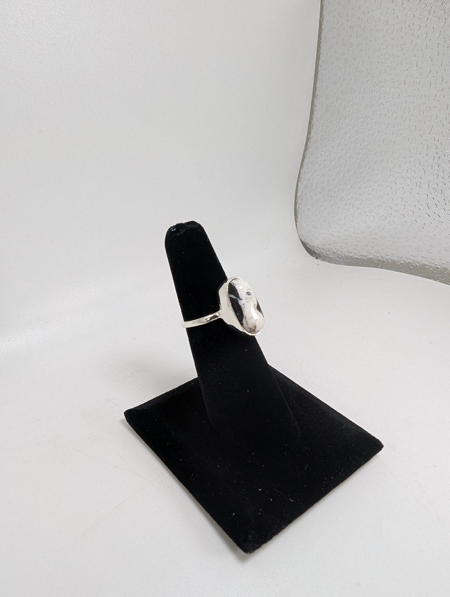 White Buffalo Turquoise Silver Ring