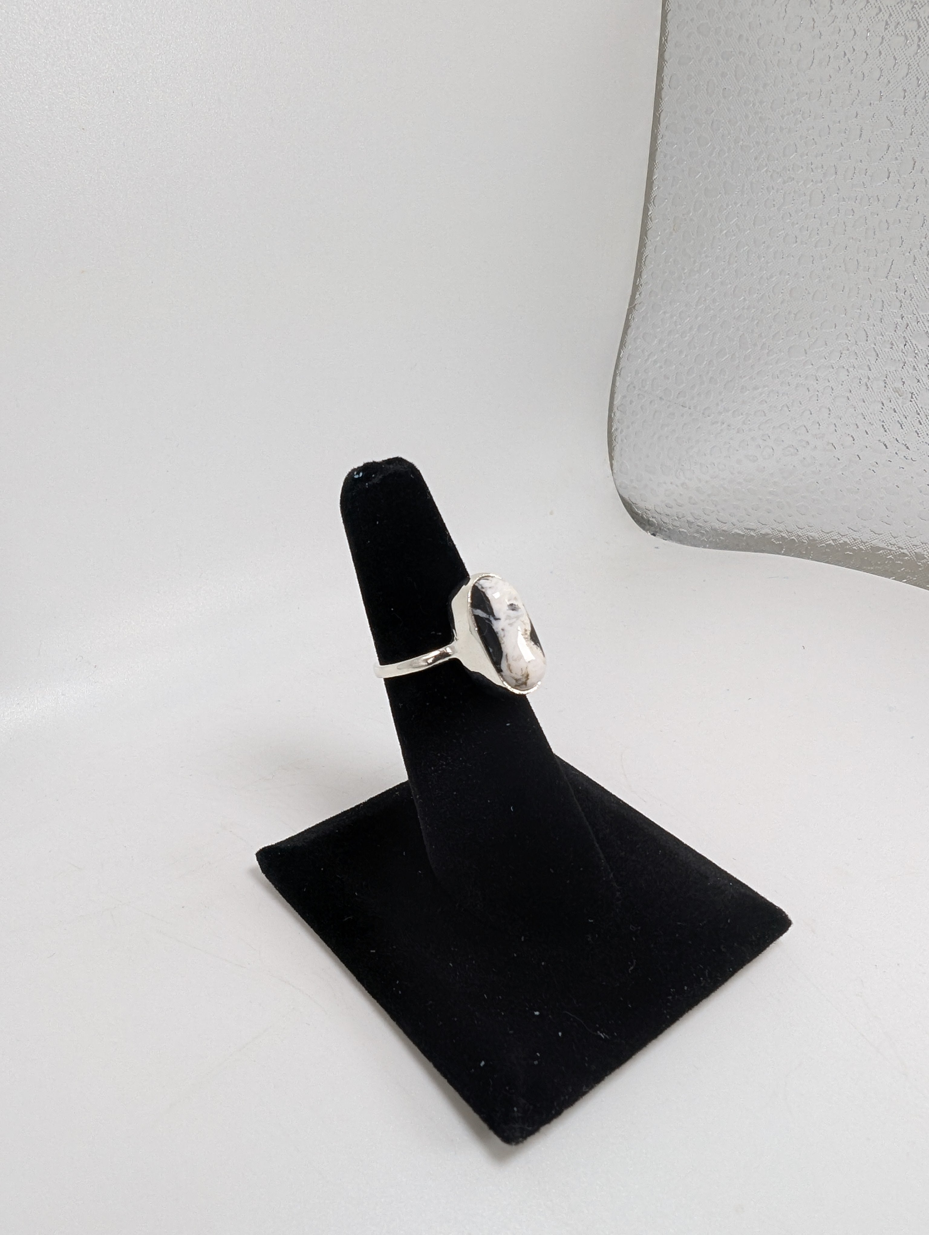 White Buffalo Turquoise Silver Ring