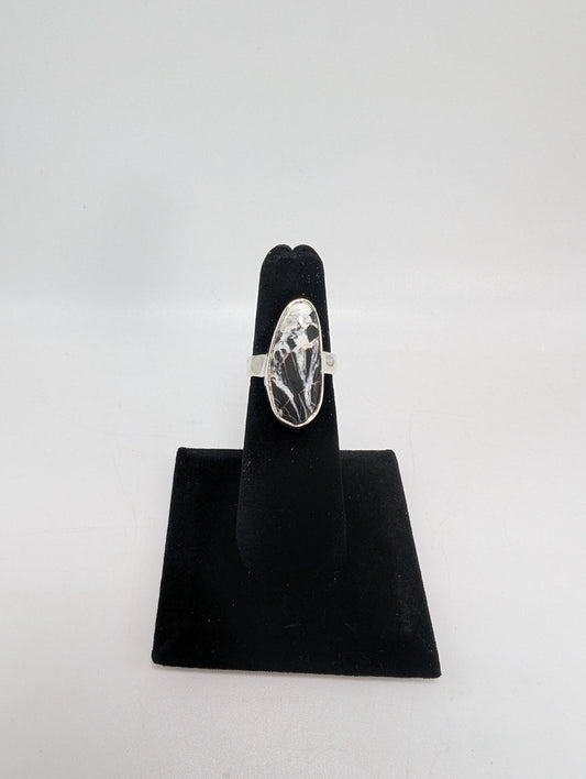 White Buffalo Turquoise Silver Ring
