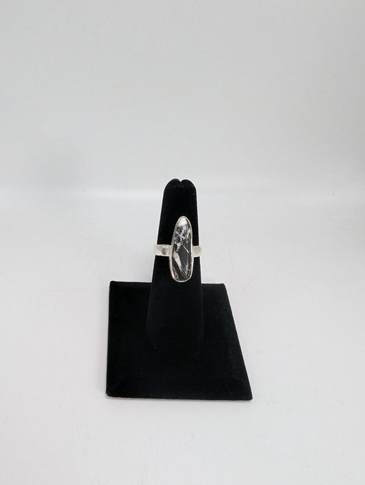 White Buffalo Turquoise Silver Ring